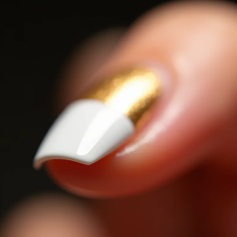 Detalhe macro de francesinha branco e dourado