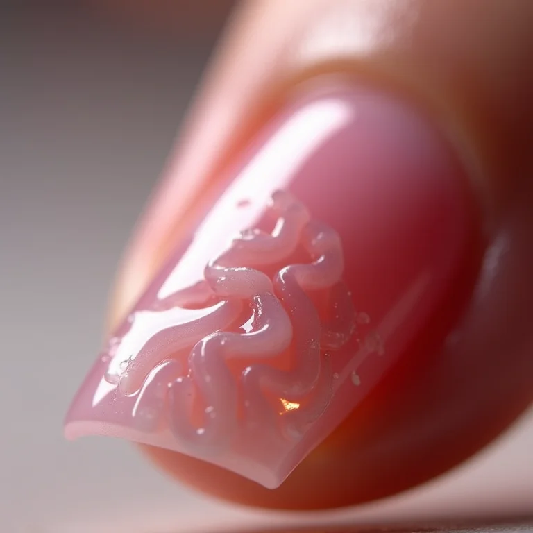 Detalhe macro de unha acrílica 3D