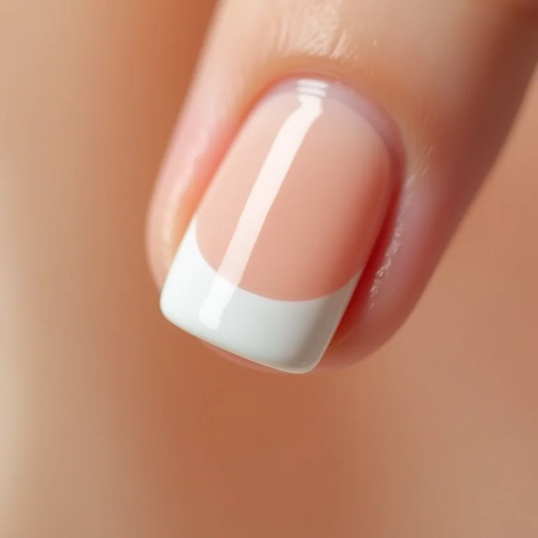 Detalhe macro de unhas almond com francesinha clássica