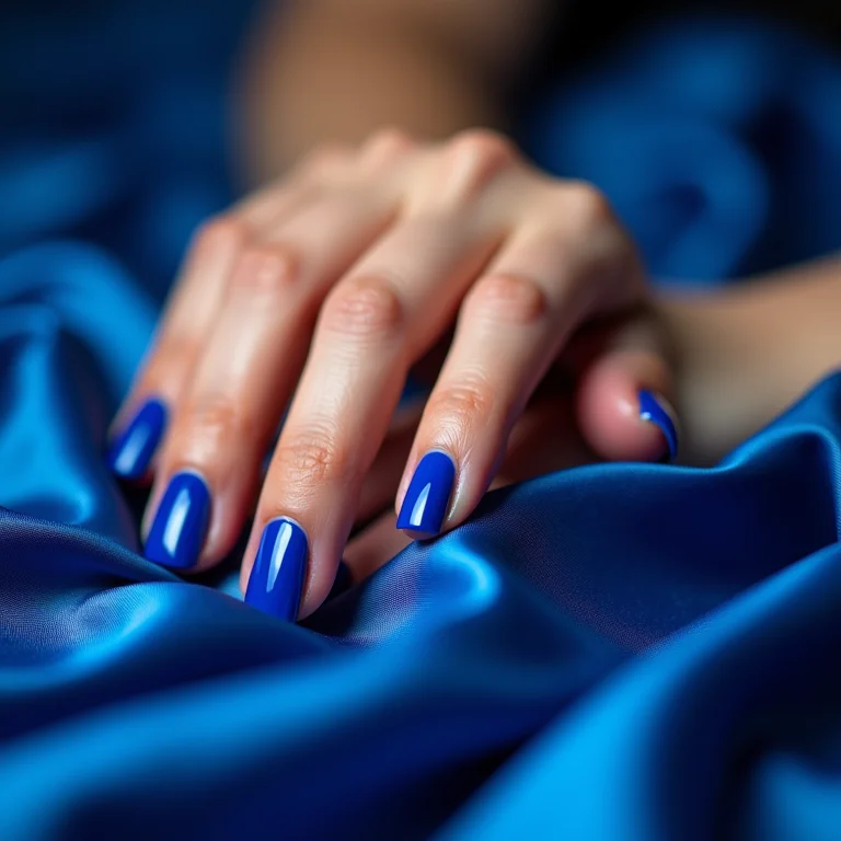 Esmalte azul cobalto sobre seda azul