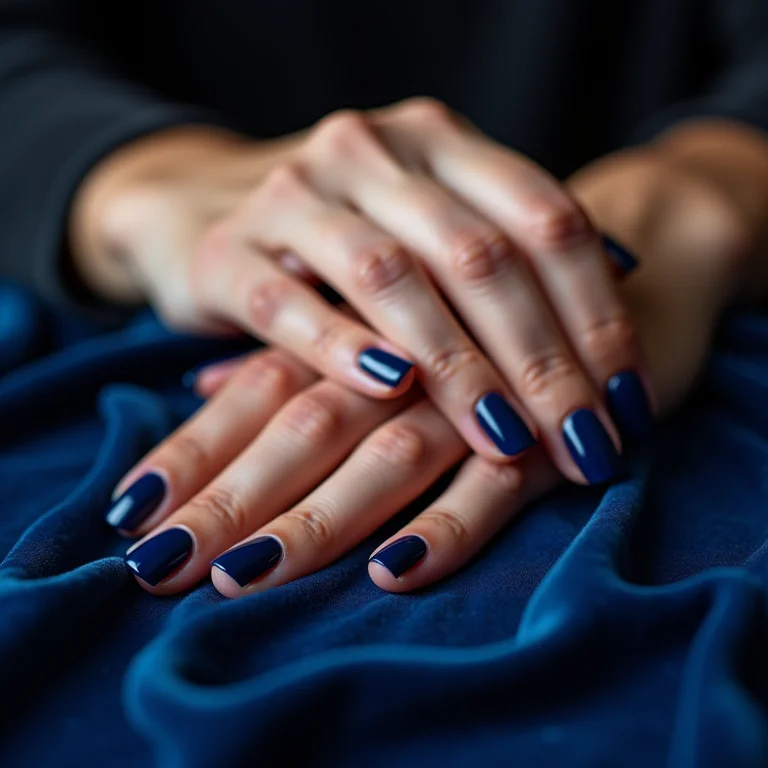 Esmalte azul sobre veludo azul