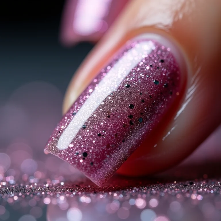 Esmalte com glitter craquelado.