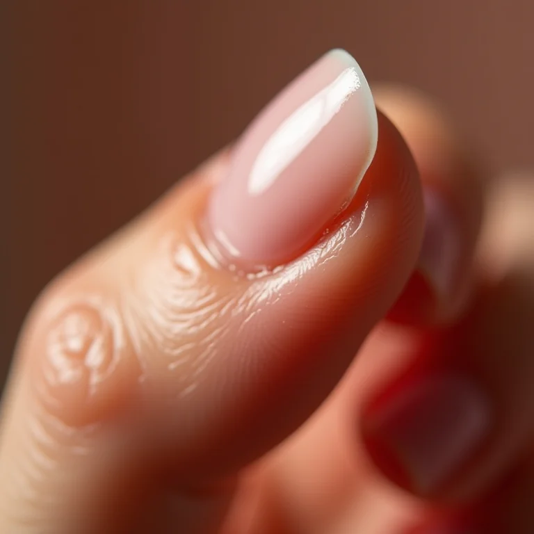 Esmalte craquelado ao redor da cutícula devido à falta de hidratação.