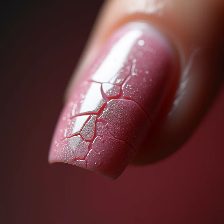 Esmalte craquelado com borrões devido à secagem inadequada.