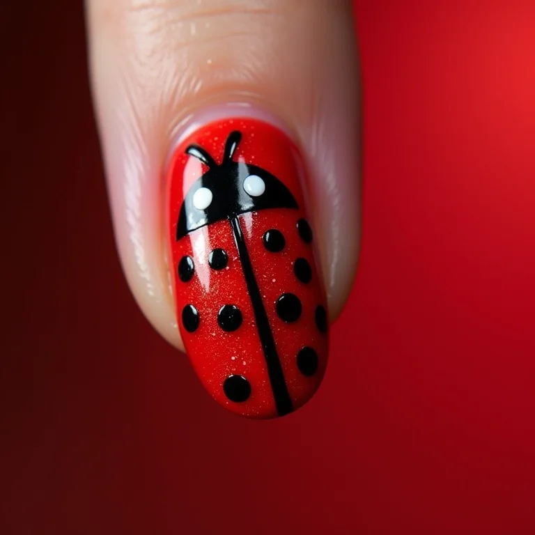 Esmalte craquelado com joaninha