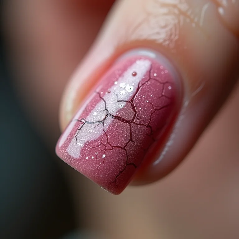 Esmalte craquelado em mãos expostas a produtos químicos.