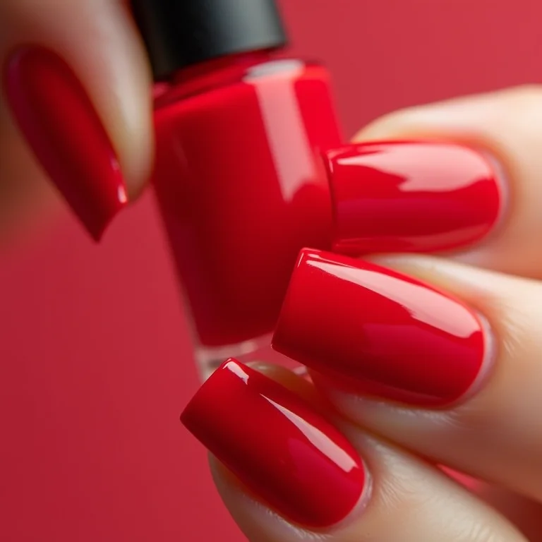 Esmalte em gel vermelho Ruby Rose e unhas vermelhas