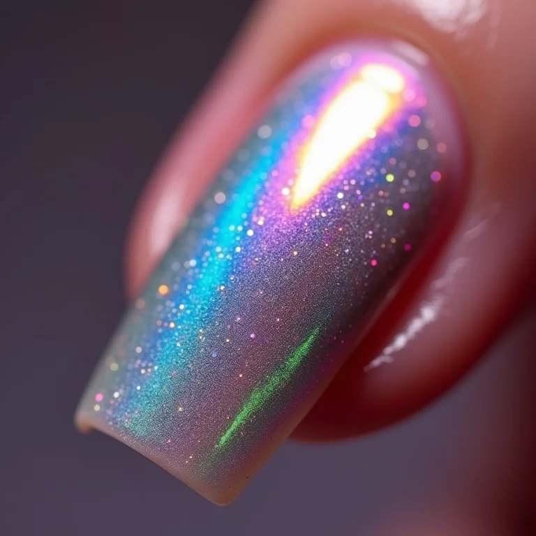 Esmalte holográfico nas unhas