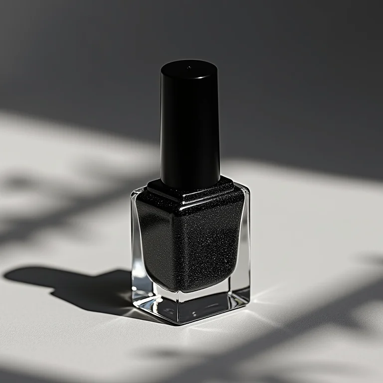 Esmalte preto com glitter em detalhes