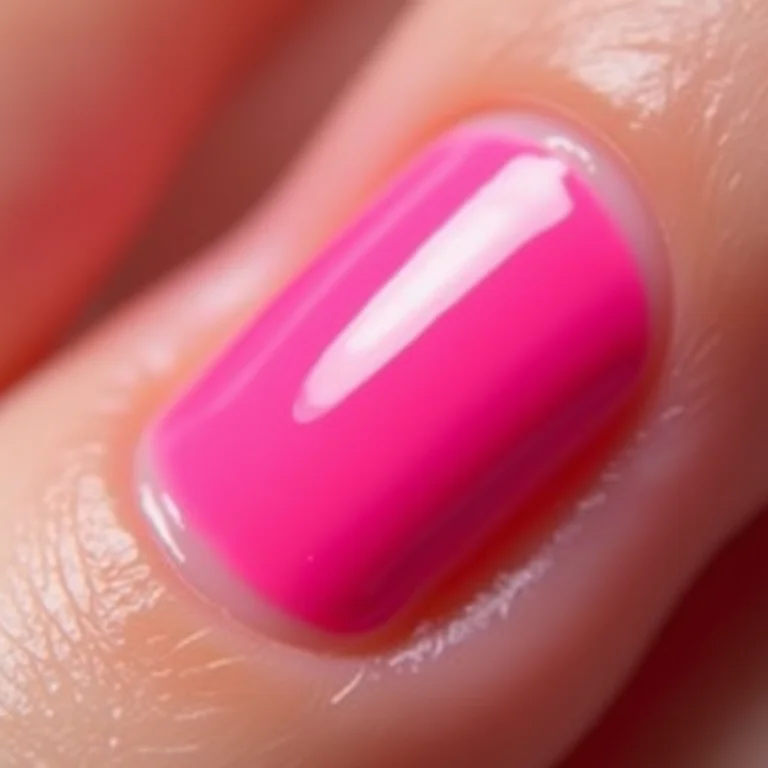 Esmalte rosa borrado ao redor da unha