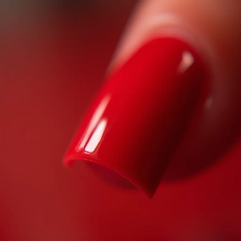Esmalte vermelho cereja em close-up extremo