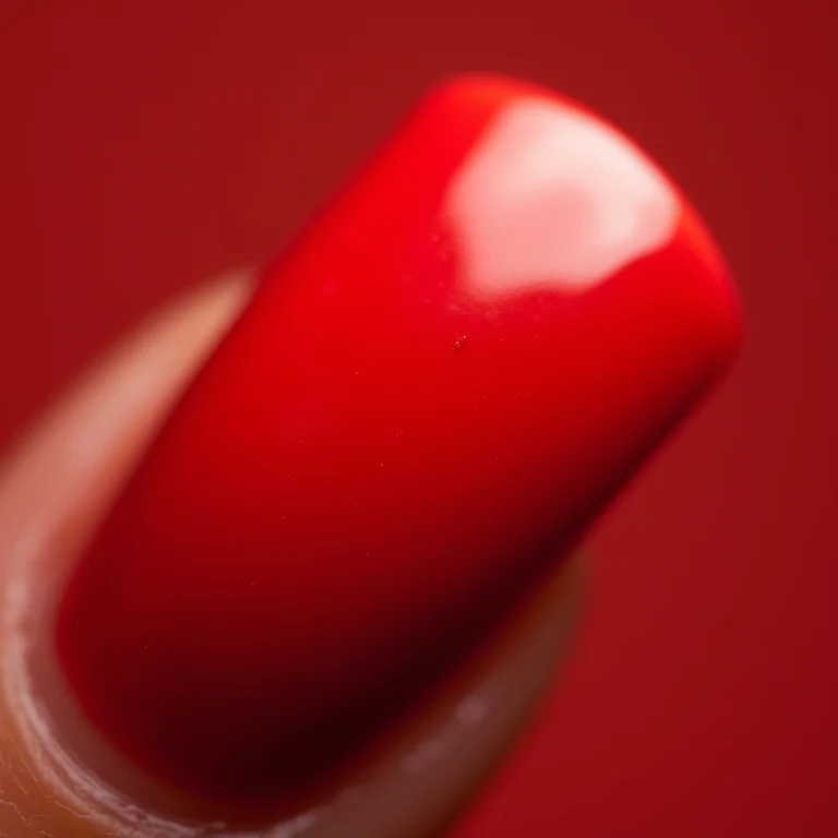Esmalte vermelho clássico em macro extremo