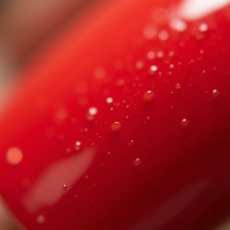 Esmalte vermelho com aplicação irregular