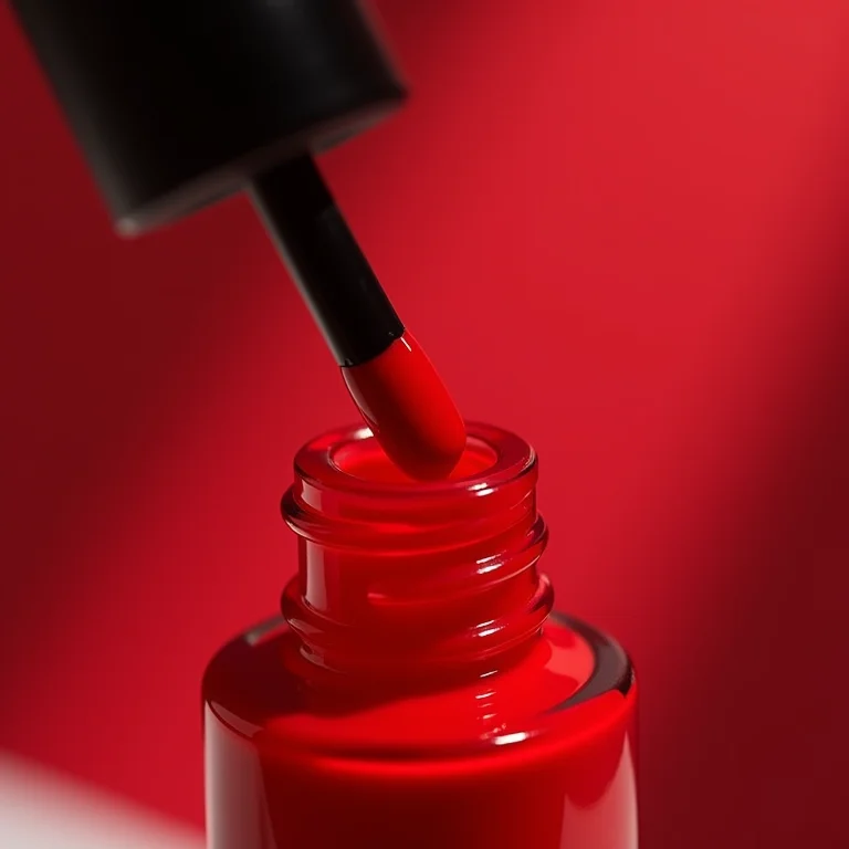 Esmalte vermelho de alta qualidade sendo aplicado
