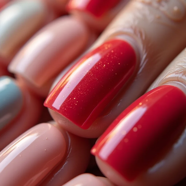 Esmaltes de diferentes cores e coberturas em close