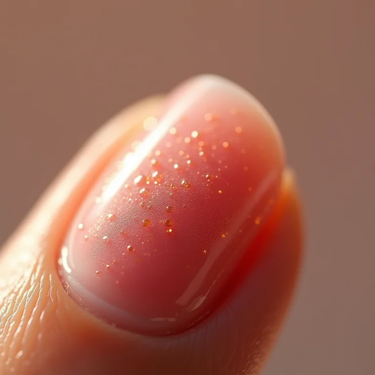 Exemplo de erros comuns na decoração de unhas: lascas e bolhas.