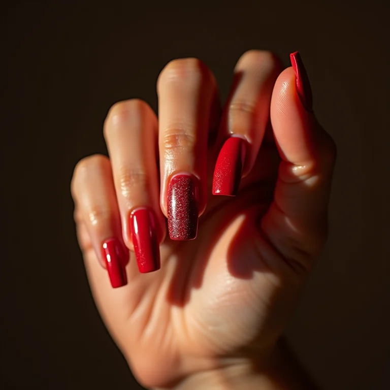 Experimentando com unhas vermelhas