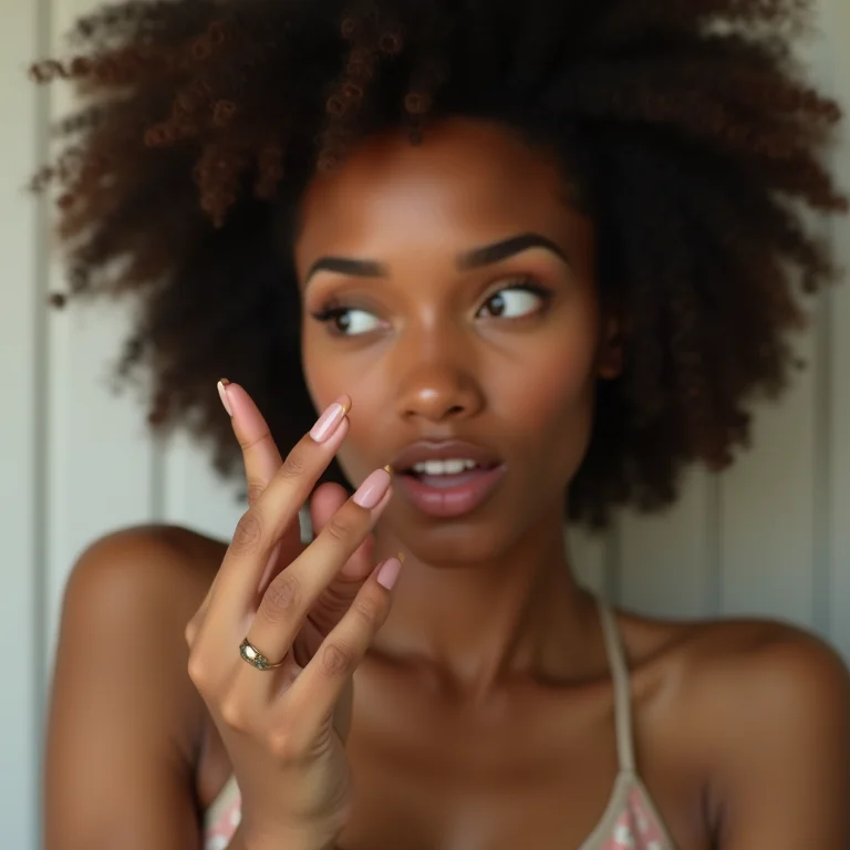 Expressão de surpresa após testar o vinagre no esmalte.