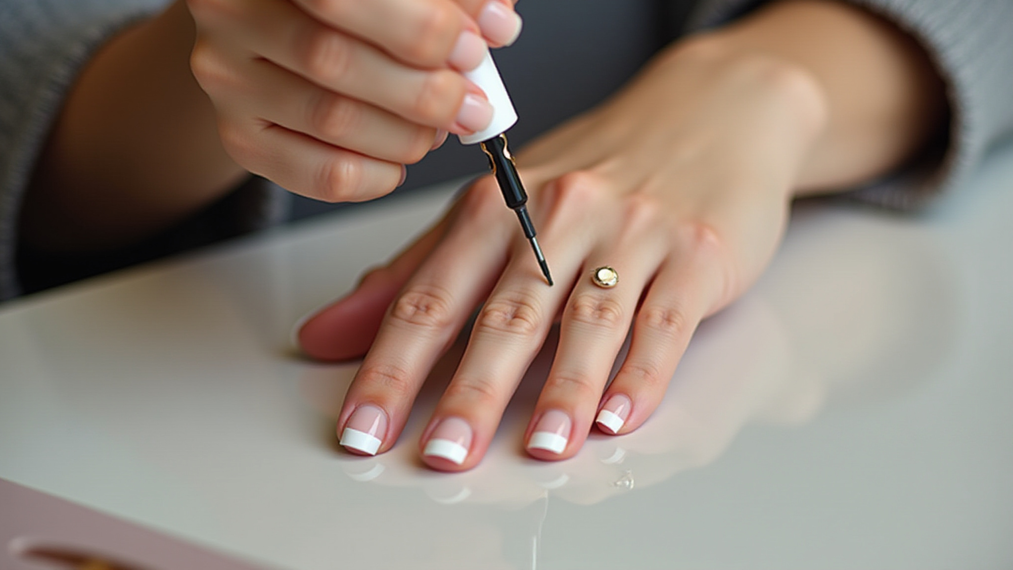 Fazendo francesinha em unhas curtas.