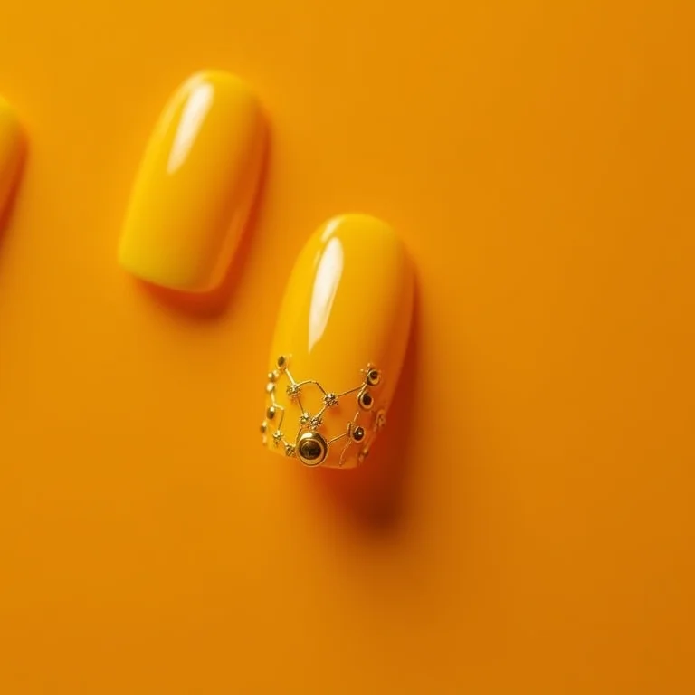 Filha única amarela com detalhes geométricos