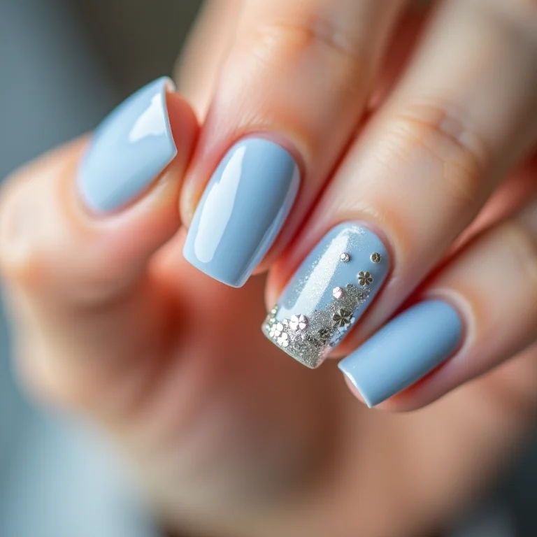 Filha única azul com detalhes em glitter prata