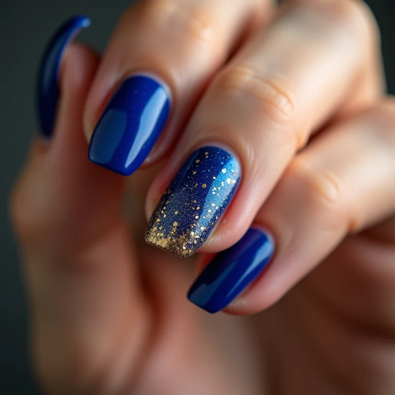 Filha única azul com glitter dourado