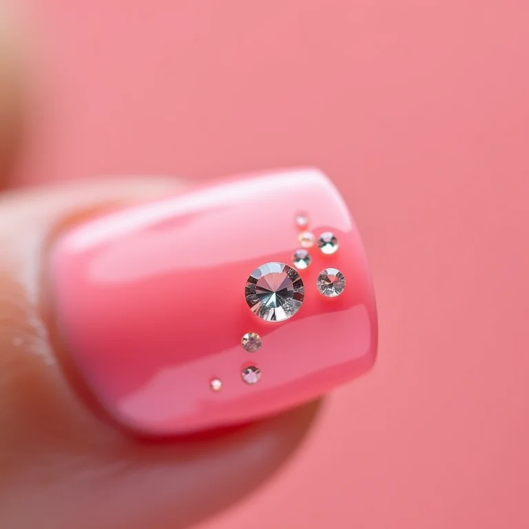 Filha única com aplicações em unhas rosas