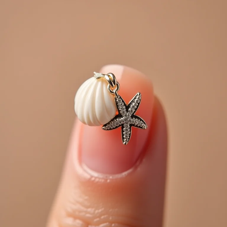 Filha única com concha e estrela do mar: um toque especial.