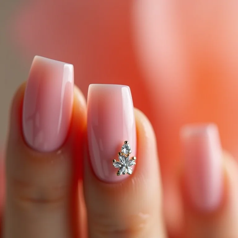 Filha única com detalhes em cristal em unhas quadradas