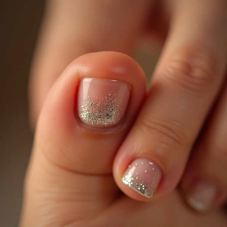 Filha única com glitter em unha do pé