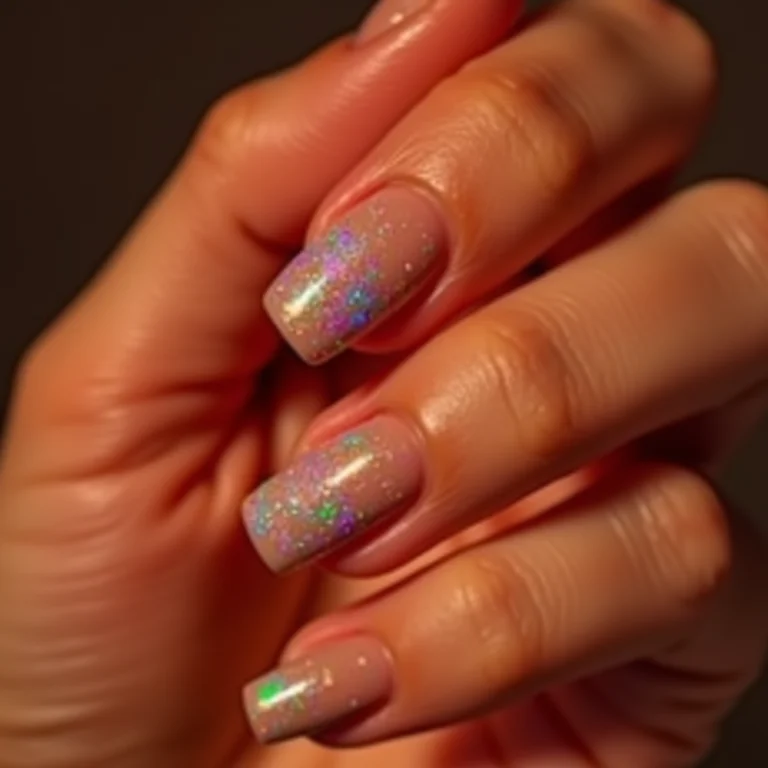 Filha única com glitter iridescente em fundo nude