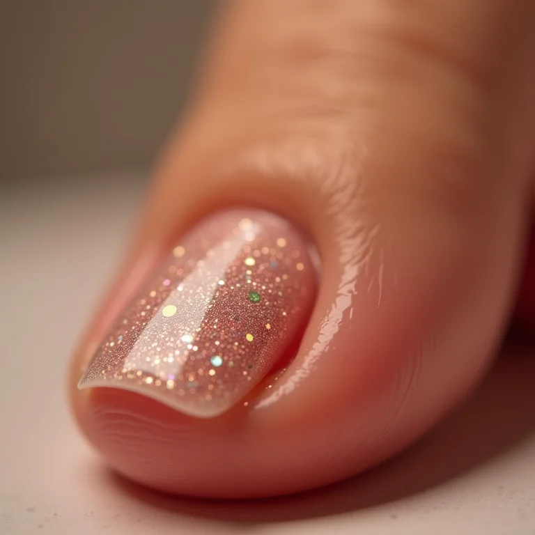 Filha única com glitter nas unhas dos pés.