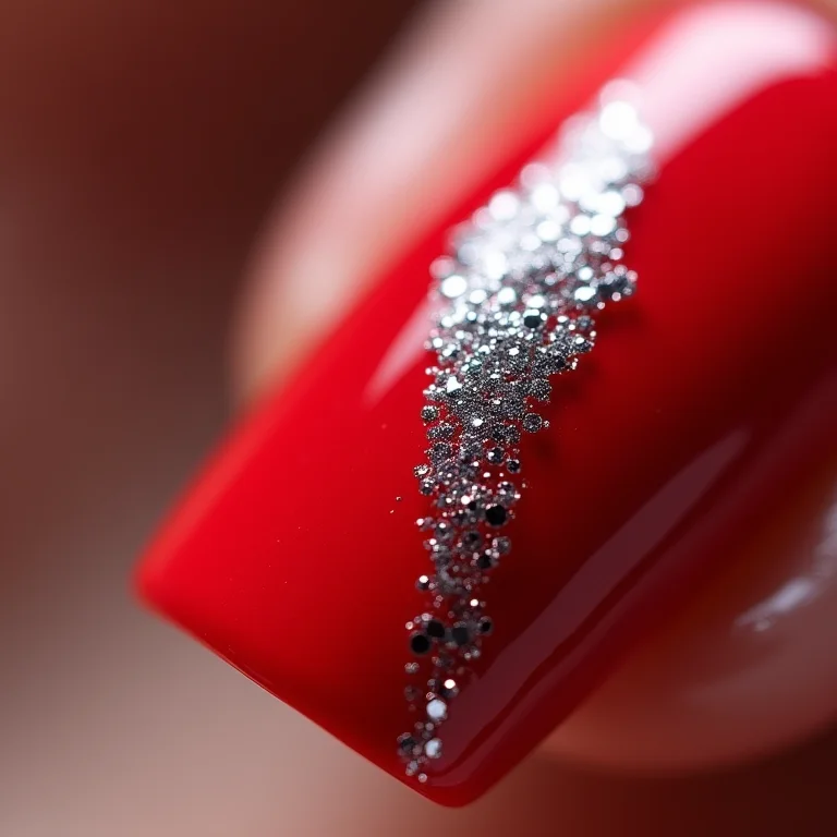 Filha única com glitter prata em fundo vermelho