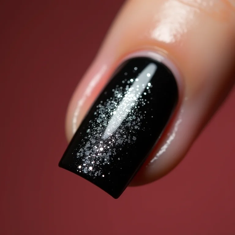 Filha única com glitter prata sobre base preta