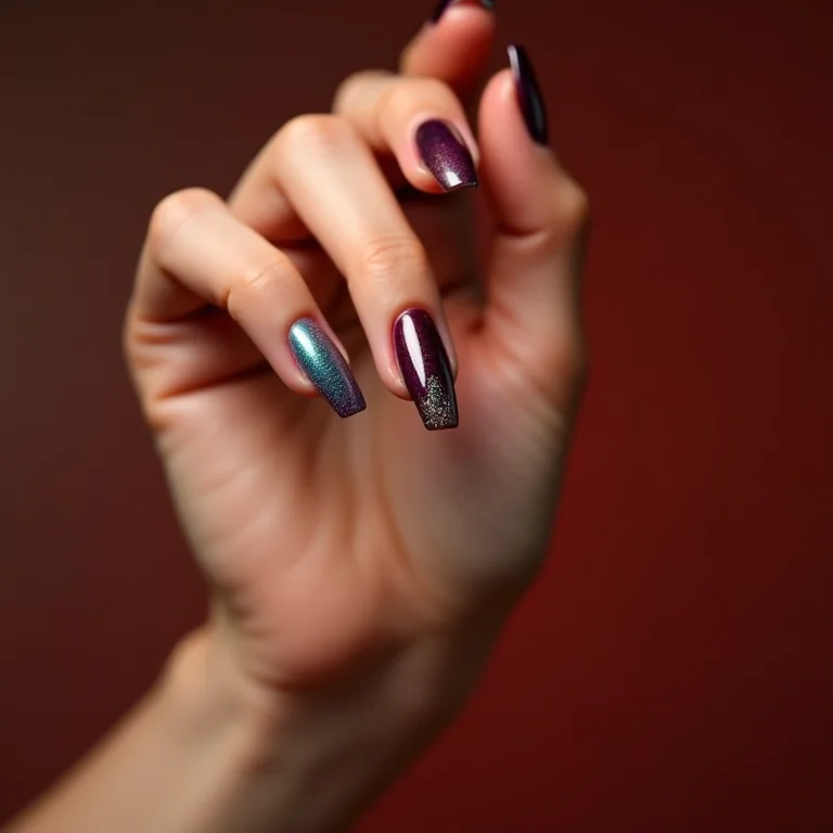 Filha única com unha de vidro e esmalte complementar