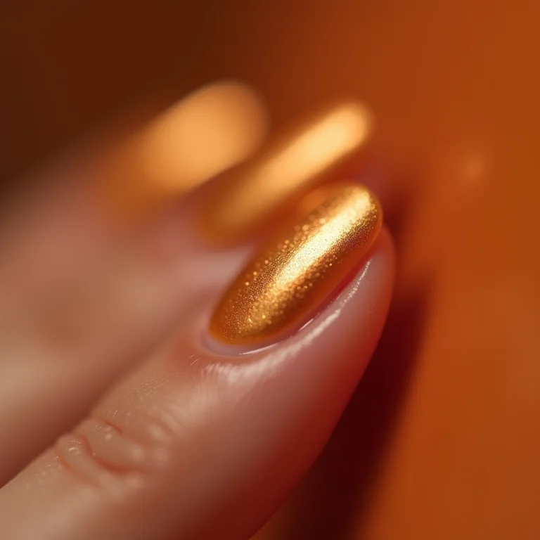 Filha única dourada com foco na unha