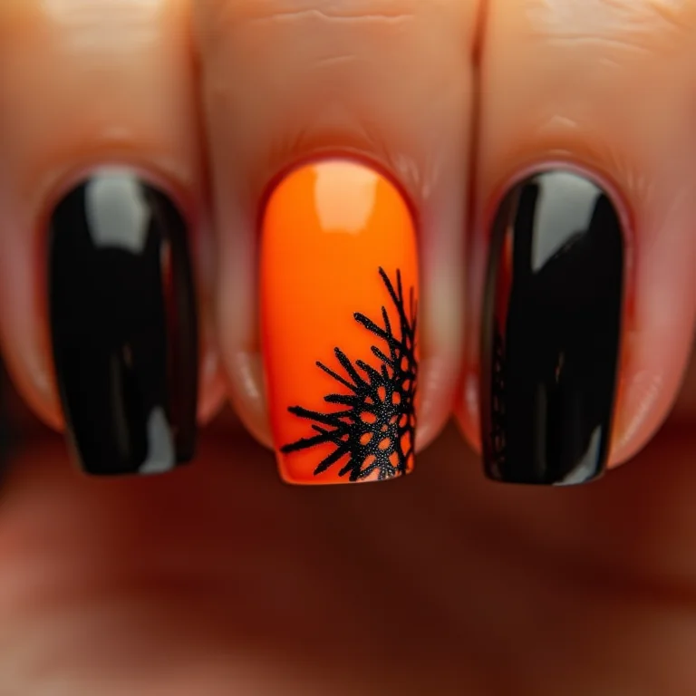 Filha única laranja com desenhos geométricos pretos