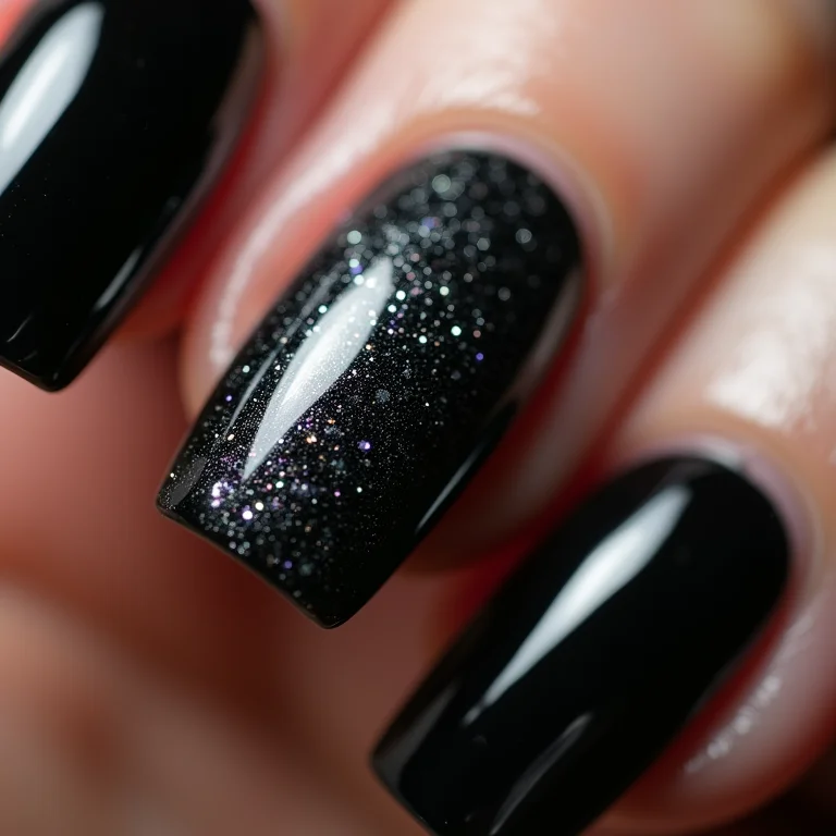 Filha única preta com glitter discreto.