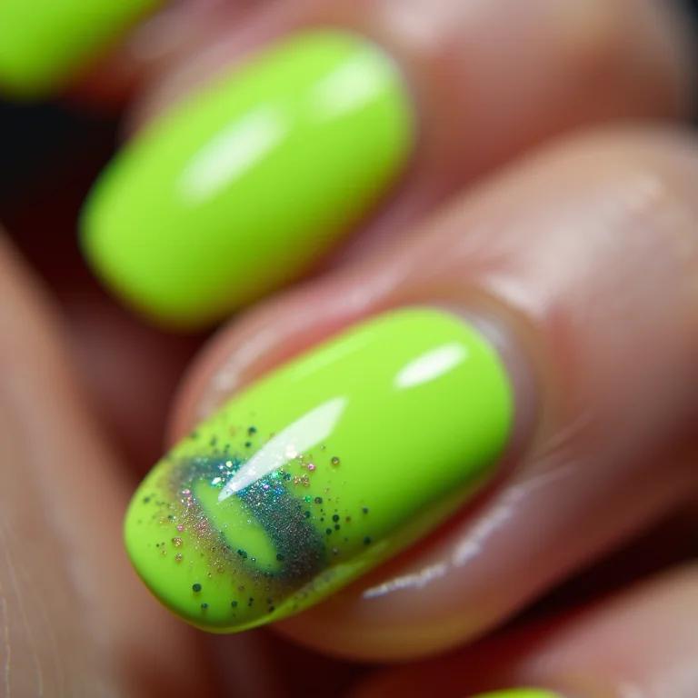 Filha única verde neon com glitter holográfico