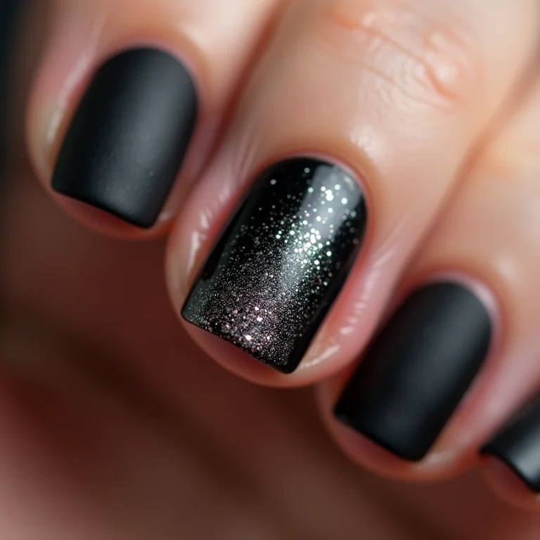 Filho único com glitter em unhas pretas