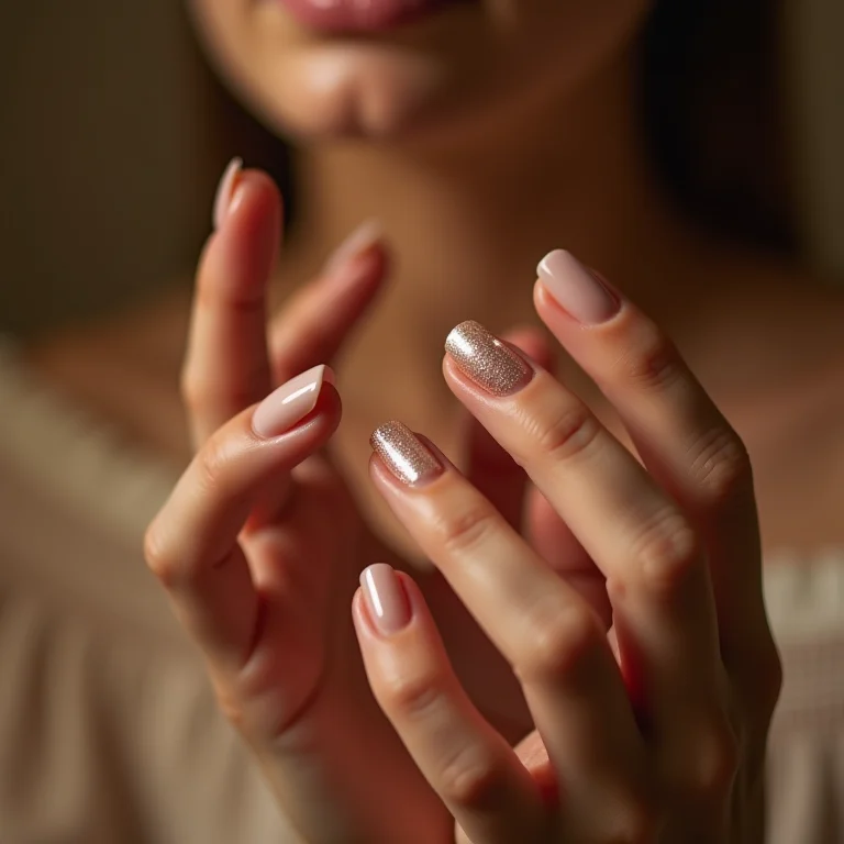 Filme de unha com glitter discreto