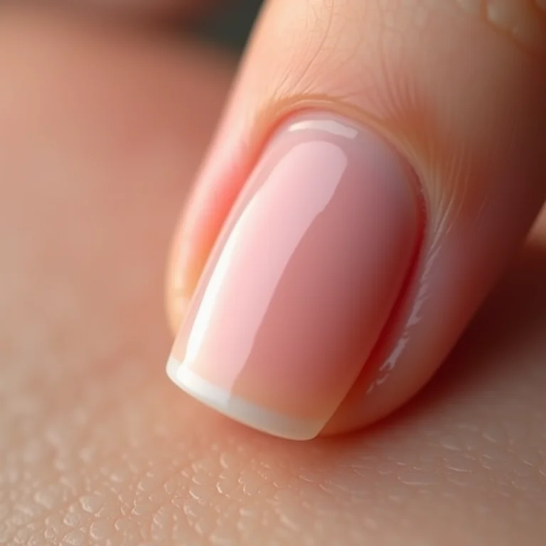 Fotografia macro de unhas lixadas e limpas, preparadas para esmaltação.