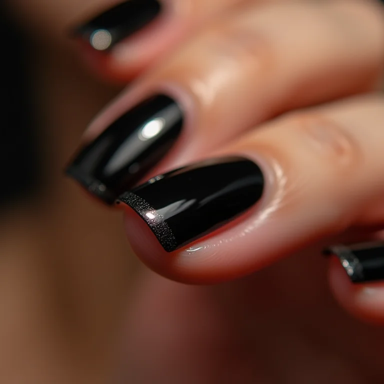 Francesa invertida preta em unhas nude