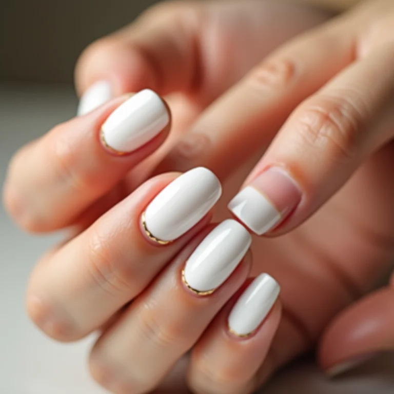 Francesinha branca com linha dourada em detalhe macro