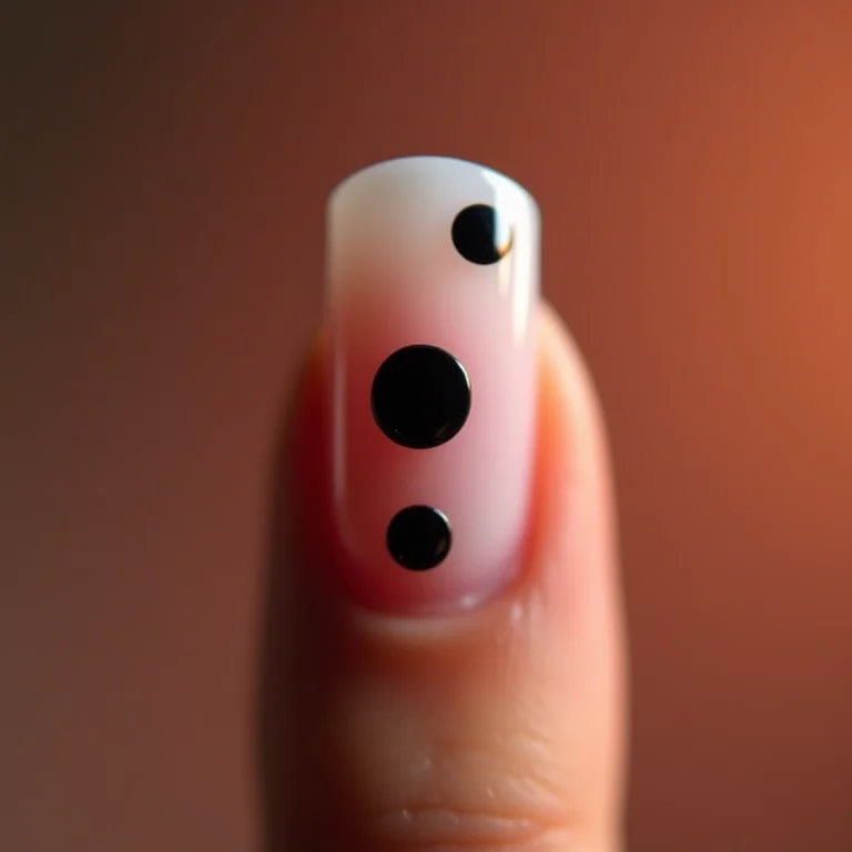 Francesinha com bolinhas pretas em close-up.