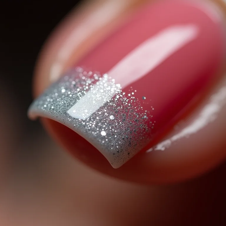 Francesinha com glitter prata em close