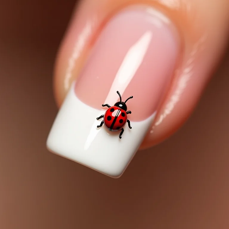 Francesinha com joaninha em detalhe macro