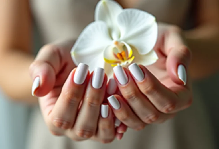 Francesinha delicada com orquídea branca