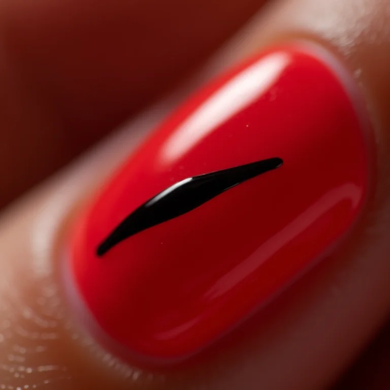 Francesinha diagonal vermelha e preta em close extremo