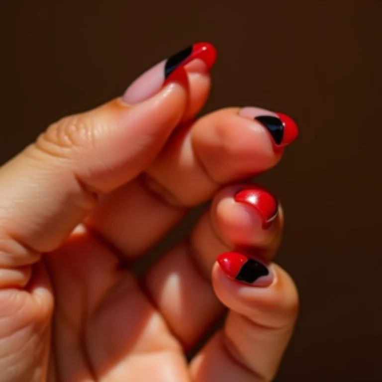 Francesinha diagonal vermelha e preta